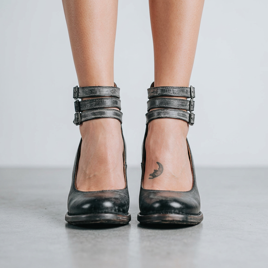 Women’s Cutout Ankle Boots Buckle Strap – Block Heel Statement Boots