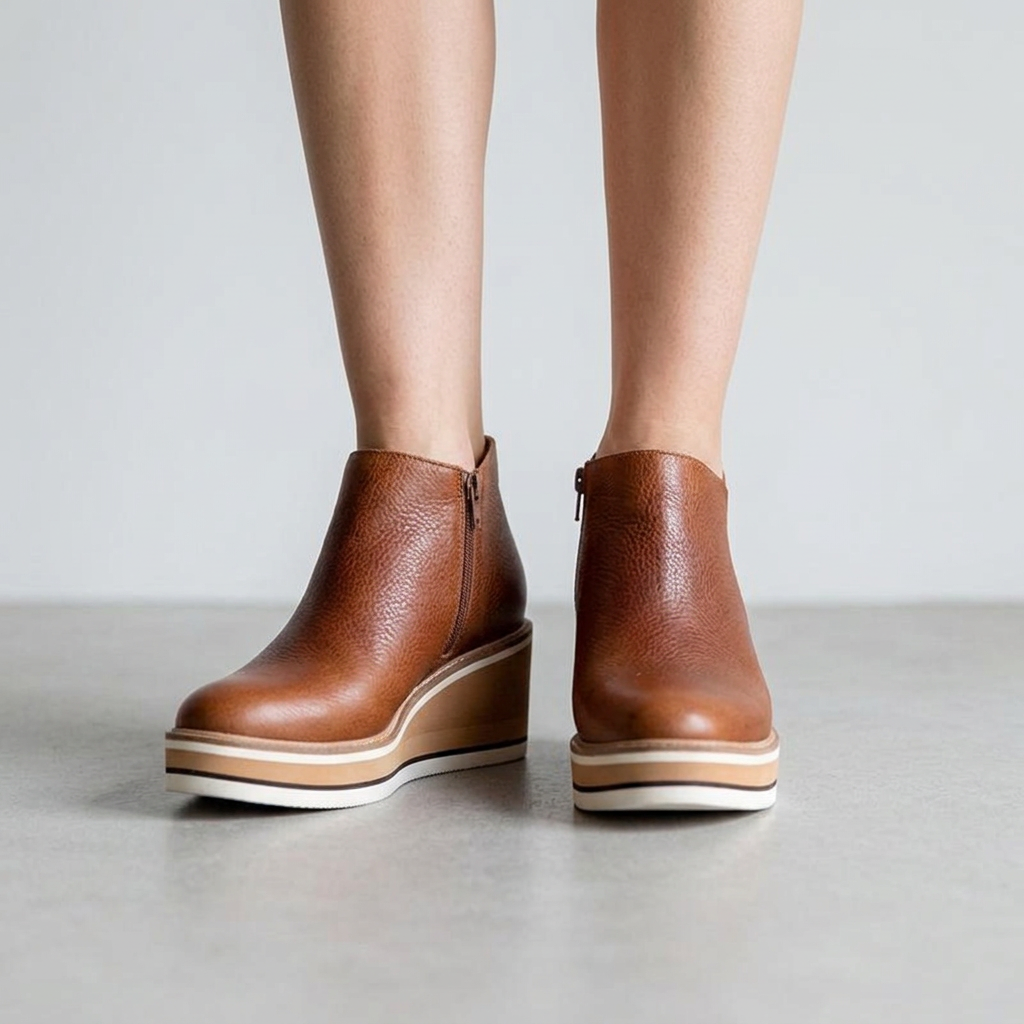 Women’s Wedge Ankle Boots Zip Detail – Casual Everyday Comfort Boots