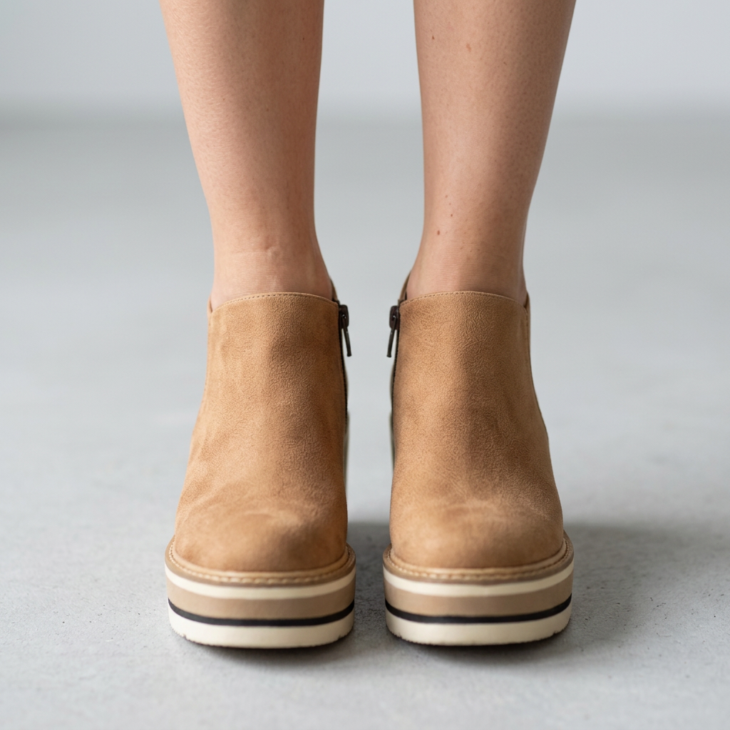 Women’s Wedge Ankle Boots Zip Detail – Casual Everyday Comfort Boots