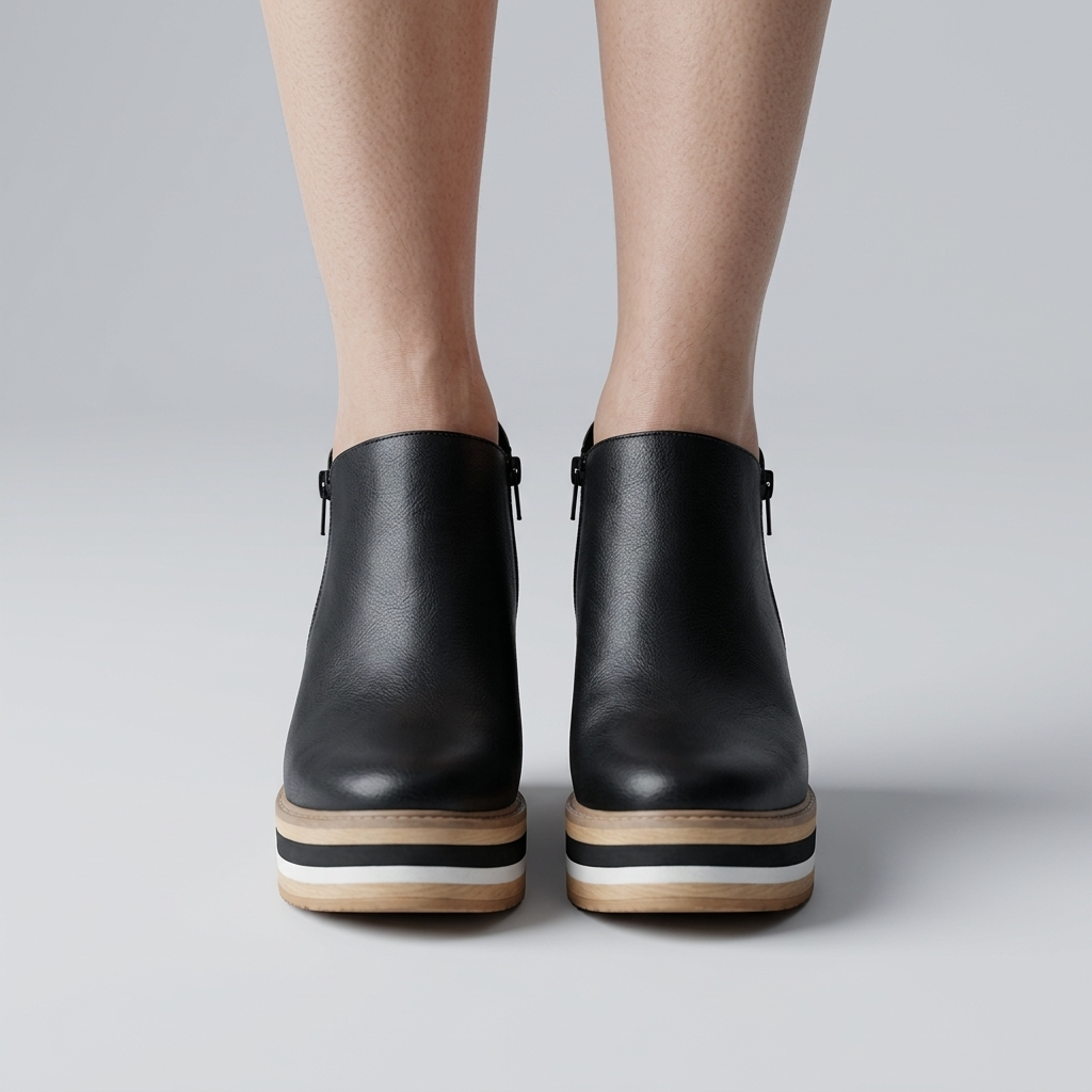 Women’s Wedge Ankle Boots Zip Detail – Casual Everyday Comfort Boots
