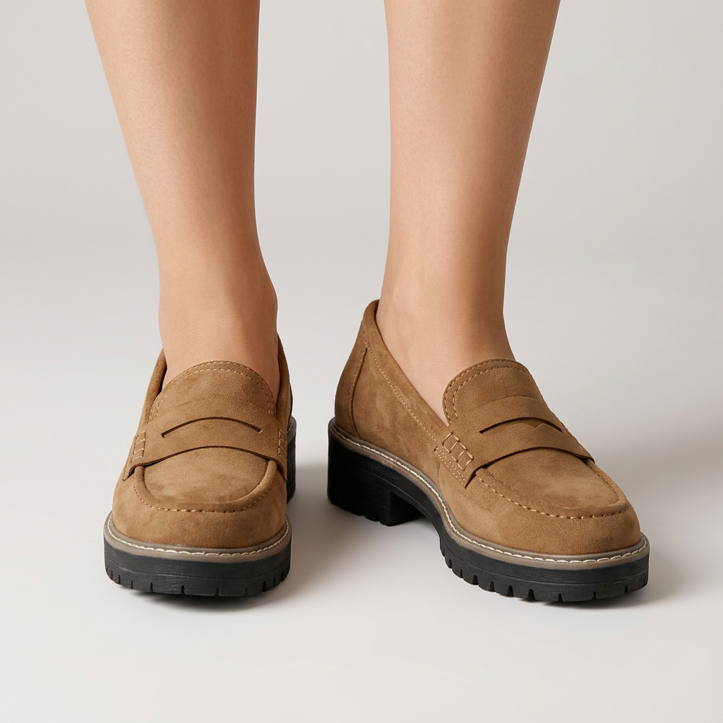 Women’s Chunky Sole Loafers Slip On – Smart Casual Everyday Shoes