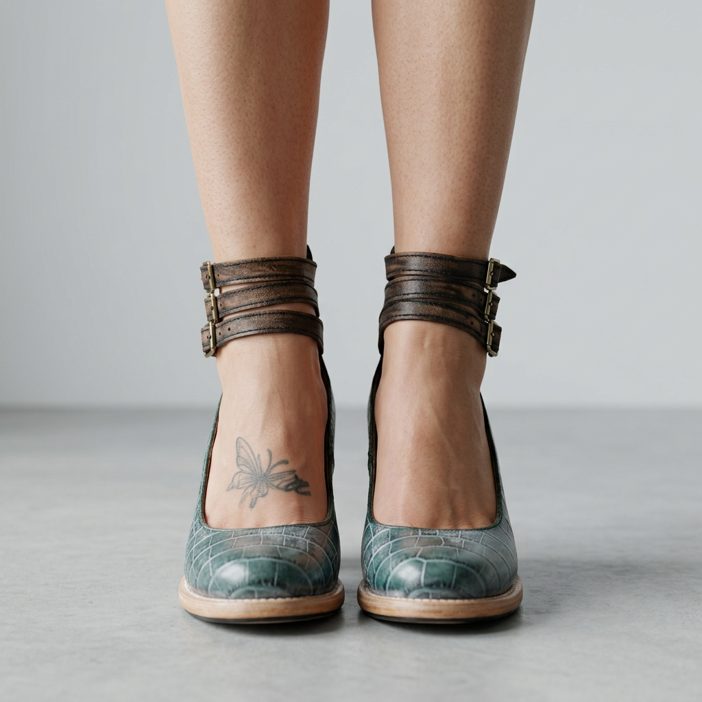 Women’s Cutout Ankle Boots Buckle Strap – Block Heel Statement Boots