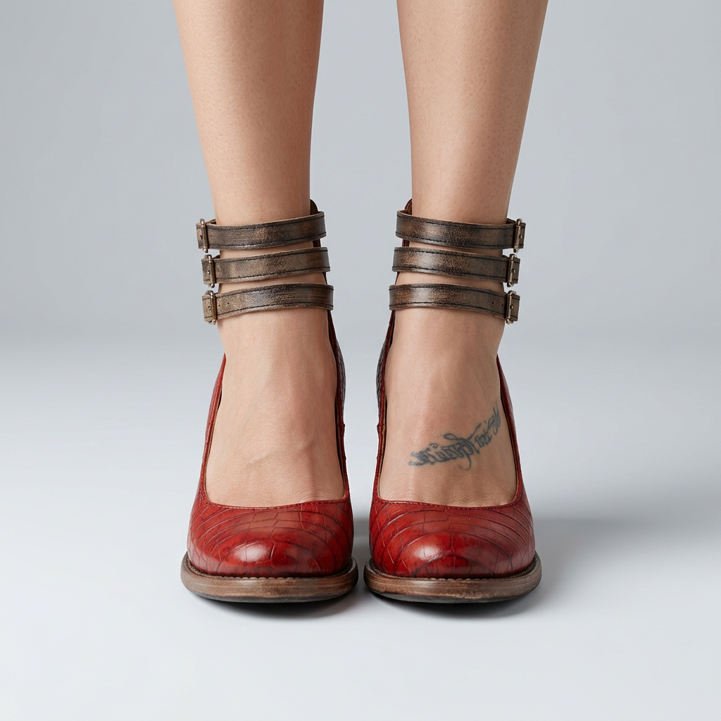 Women’s Cutout Ankle Boots Buckle Strap – Block Heel Statement Boots