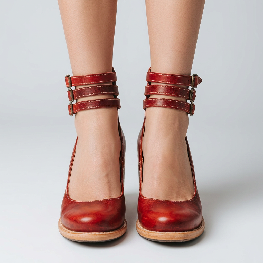 Women’s Cutout Ankle Boots Buckle Strap – Block Heel Statement Boots
