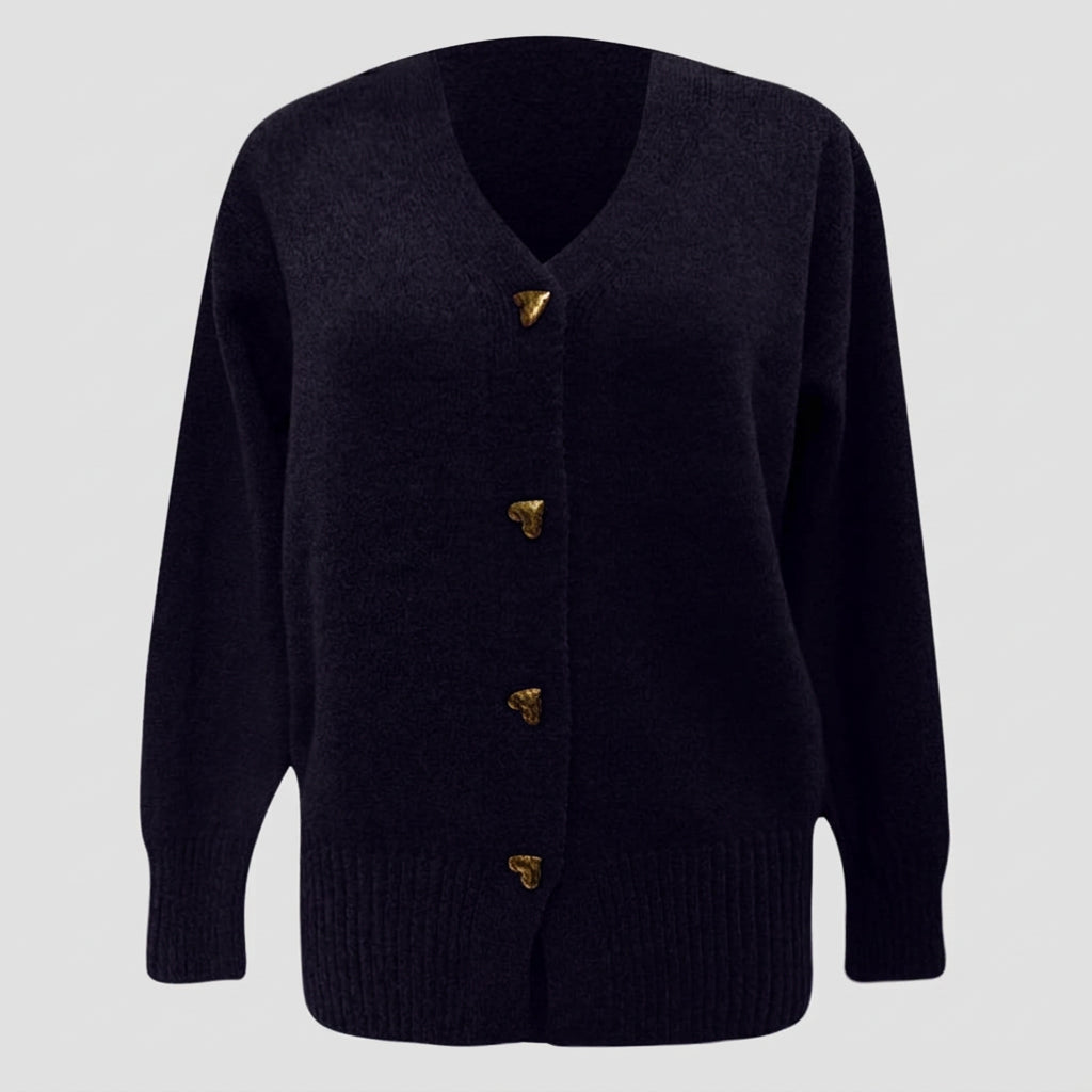 Women’s V-Neck Knit Cardigan – Button Front Cardigan