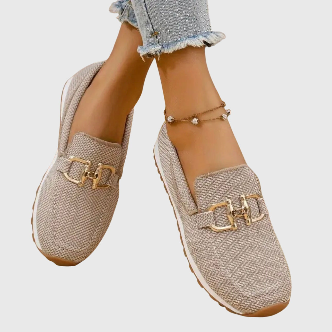 Women’s Slip On Loafers Metal Detail – Casual Comfort Flat Shoes