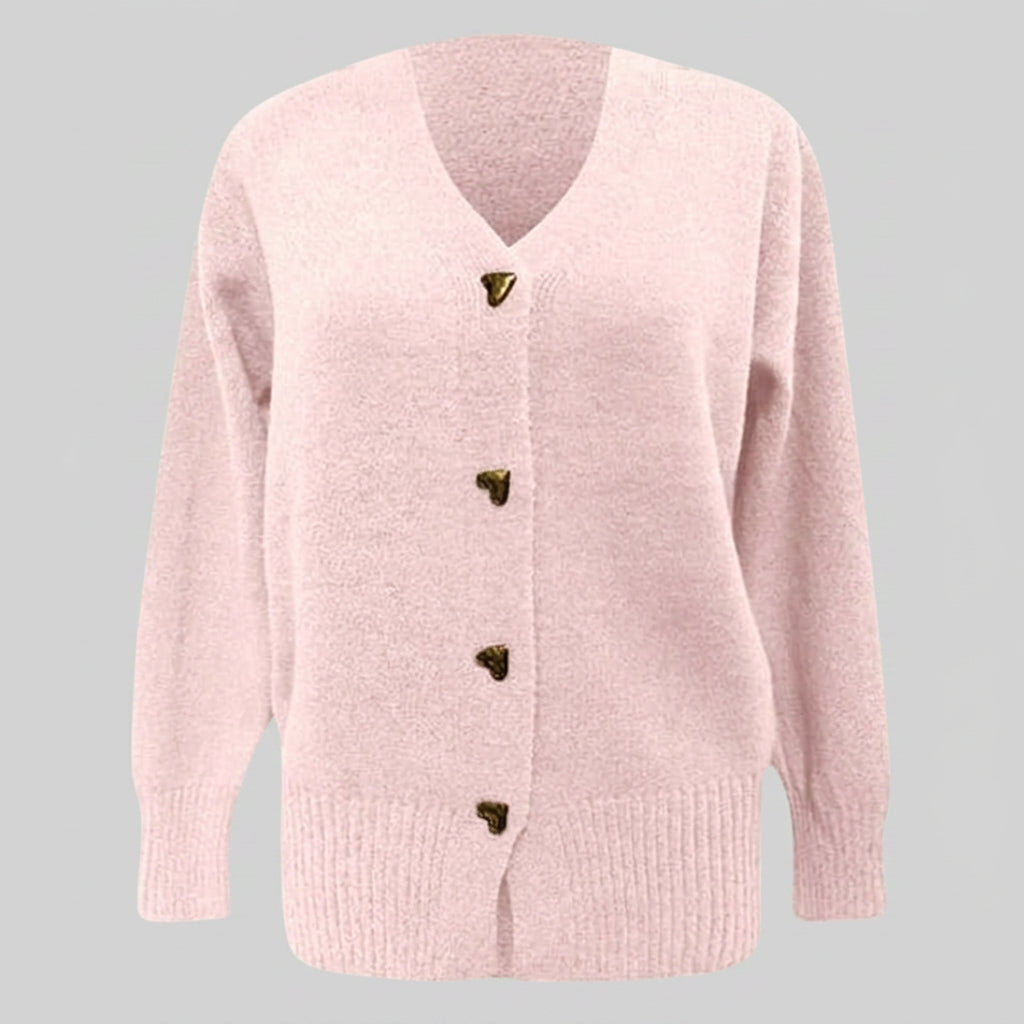 Women’s V-Neck Knit Cardigan – Button Front Cardigan