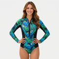Long Sleeve Zip Front One Piece Swimsuit Women
