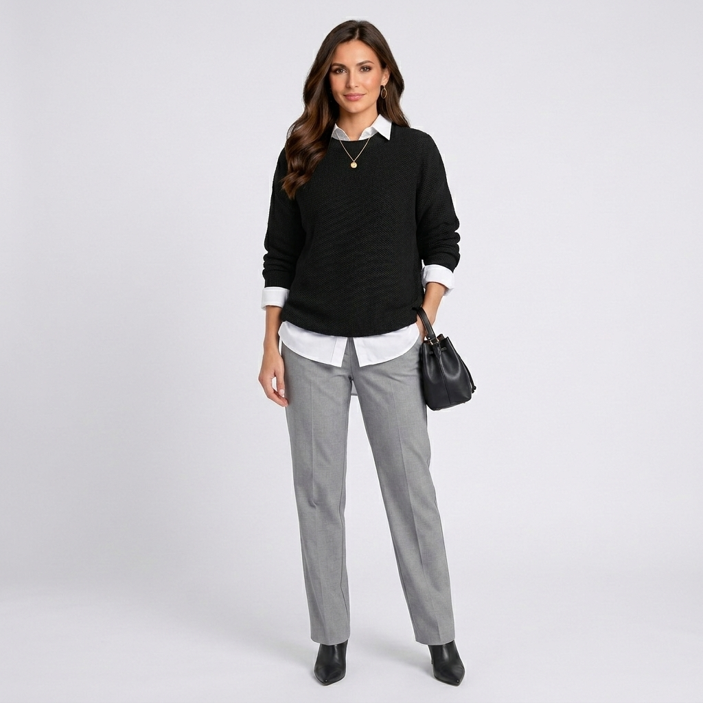 Women’s Oversized Knit Sweater – Crew Neck Long Sleeve Casual Pullover