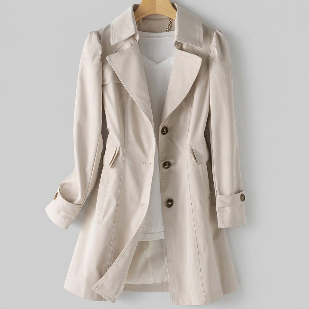 Women’s Button Front Trench Coat – Mid Length Trench Coat