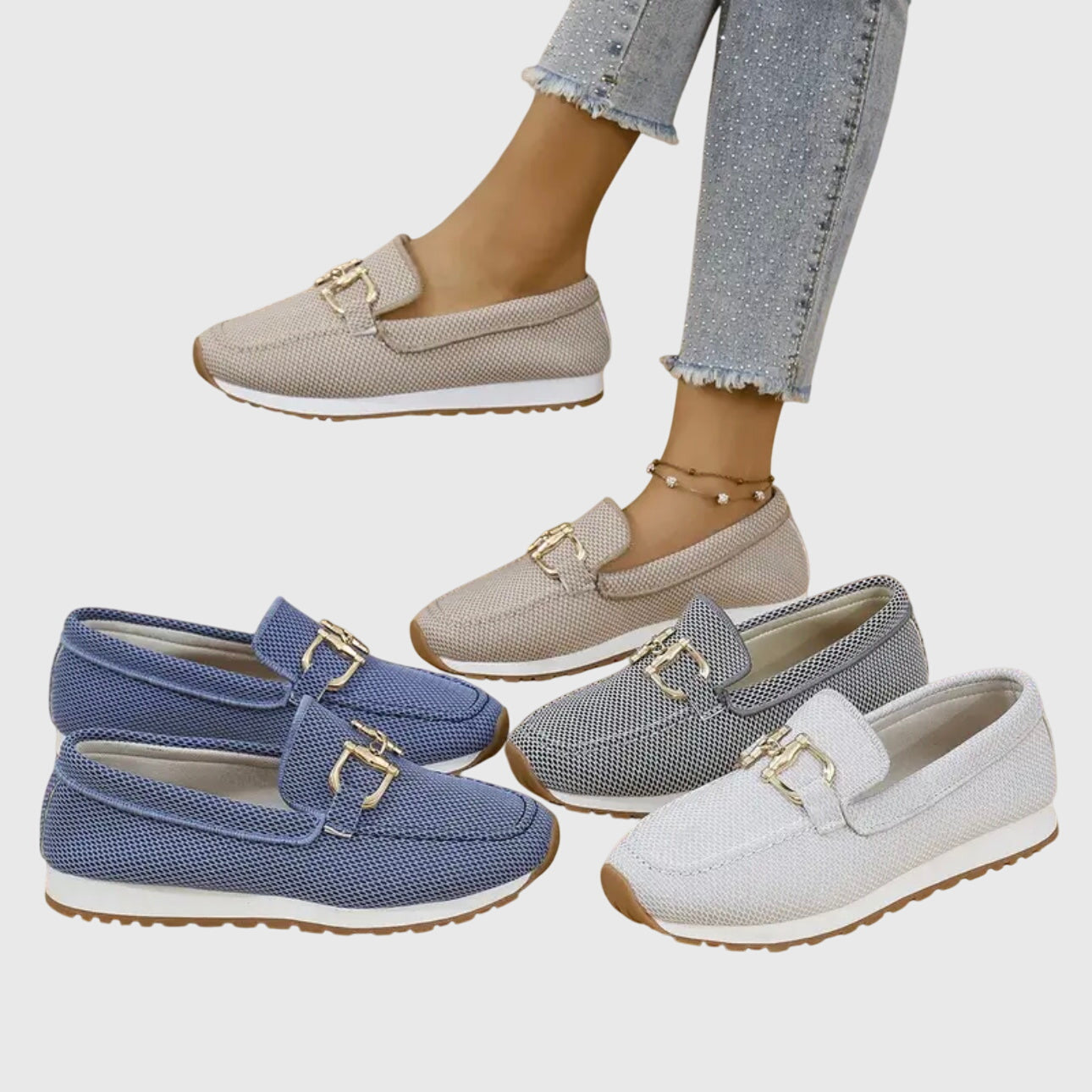 Women’s Slip On Loafers Metal Detail – Casual Comfort Flat Shoes