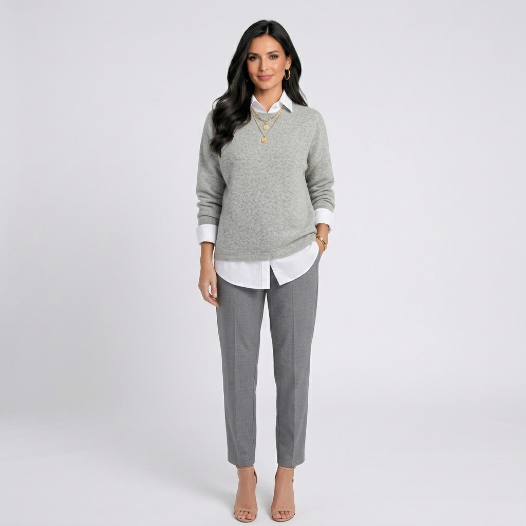 Women’s Oversized Knit Sweater – Crew Neck Long Sleeve Casual Pullover