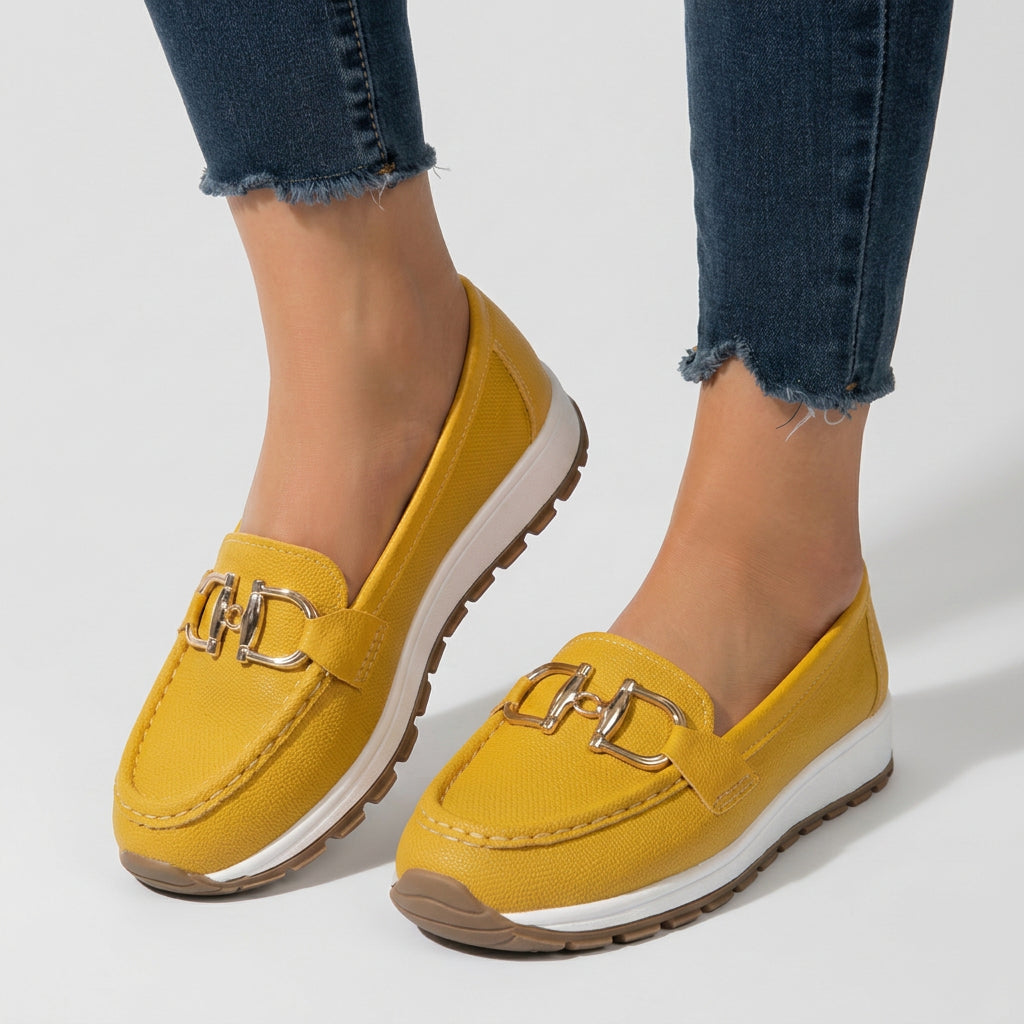 Women’s Loafers Chain Detail – Slip On Platform Comfort Shoes