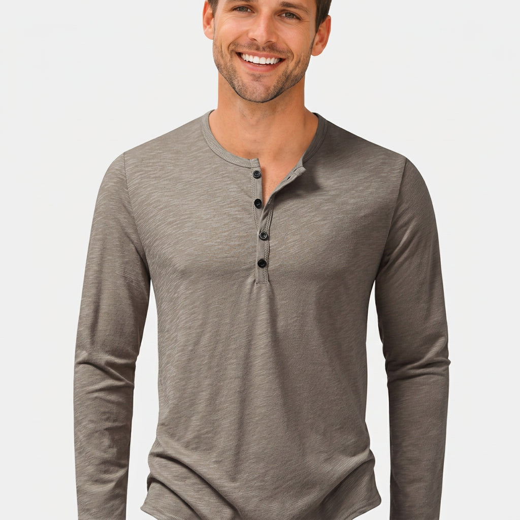 Men’s Long Sleeve Henley T-Shirt