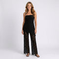 Women Black Lace Top and Pants Set