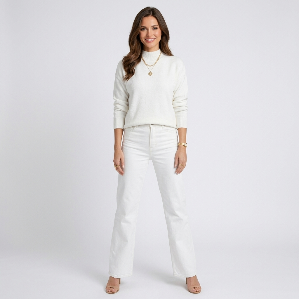 Women’s Mock Neck Knit Sweater – Long Sleeve Ribbed Cuff Pullover