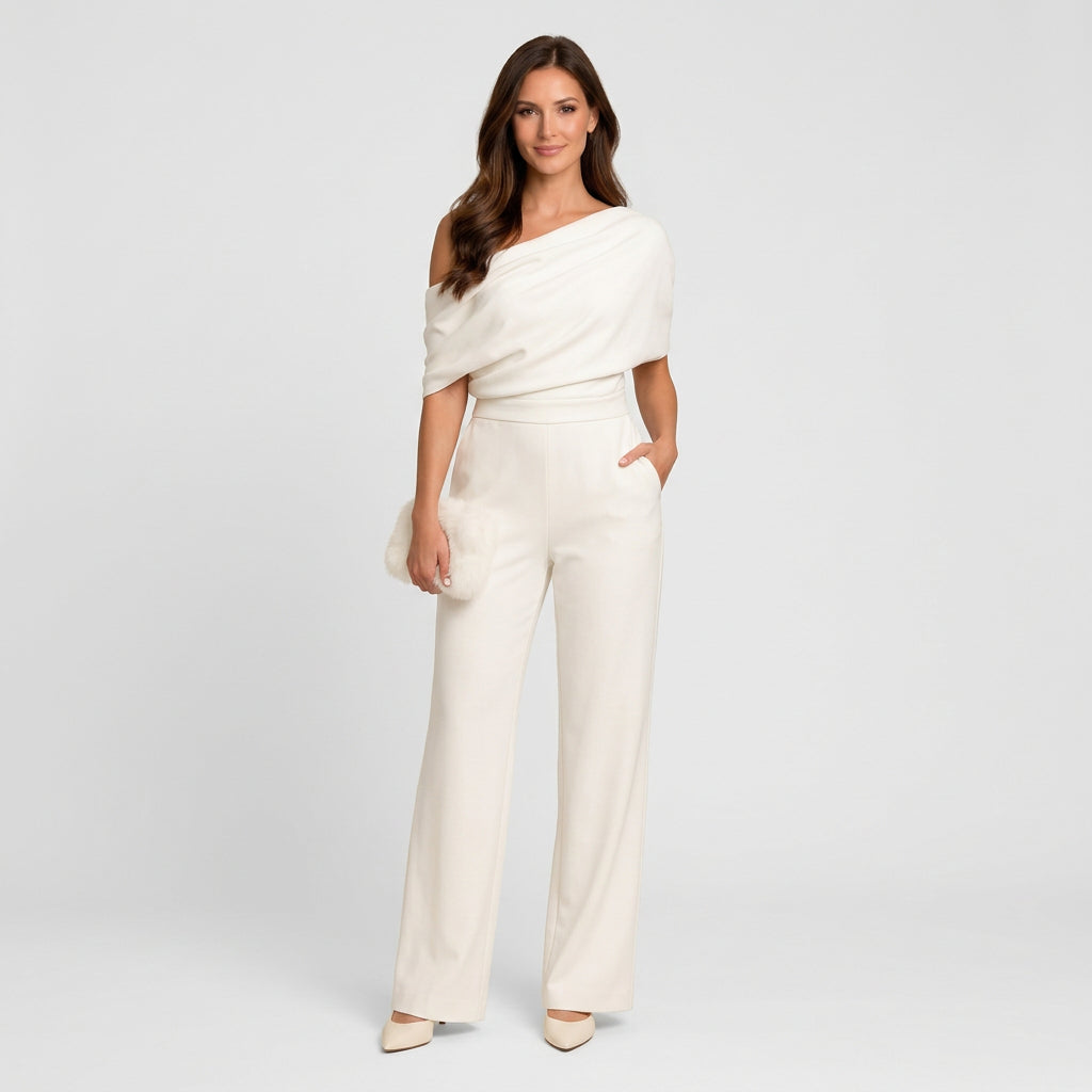 Women’s One Shoulder Jumpsuit Wide Leg – Evening Occasion One Piece