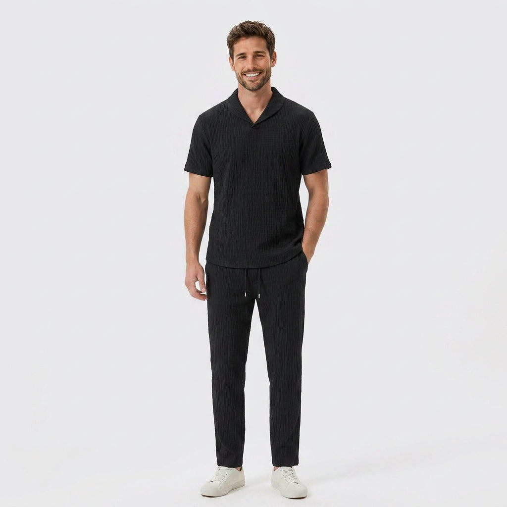 Men Textured Lounge Set