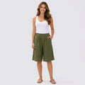 Elastic Waist Bermuda Shorts Women