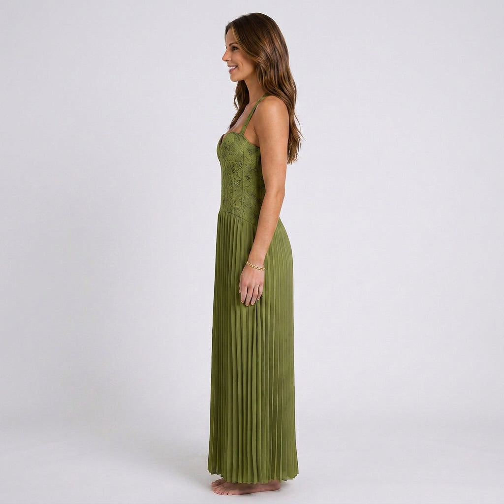 Halter Pleated Maxi Dress Women