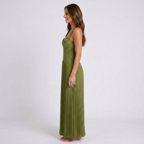 Halter Pleated Maxi Dress Women