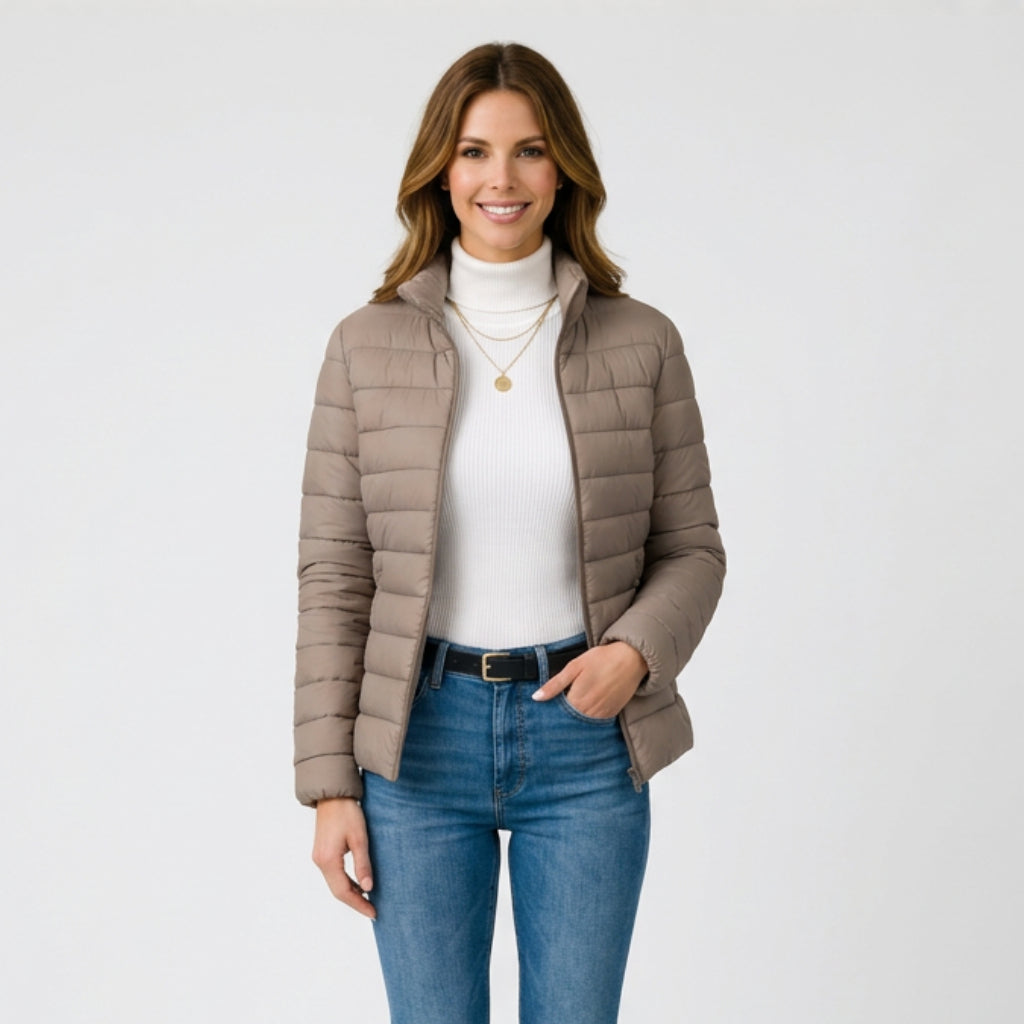 Women’s Puffer Jacket Zip Front – Lightweight Quilted Jacket