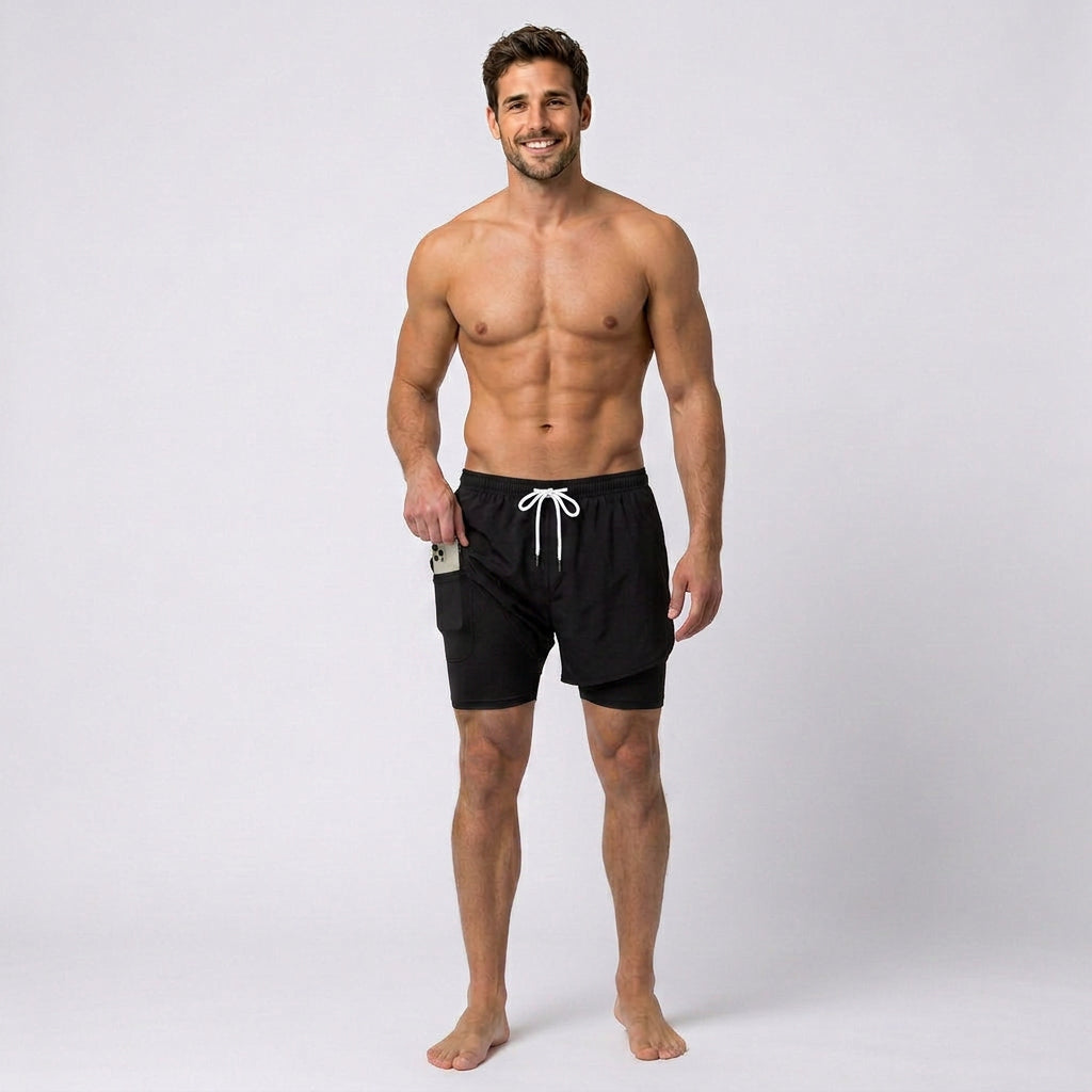Men 2-in-1 Athletic Shorts