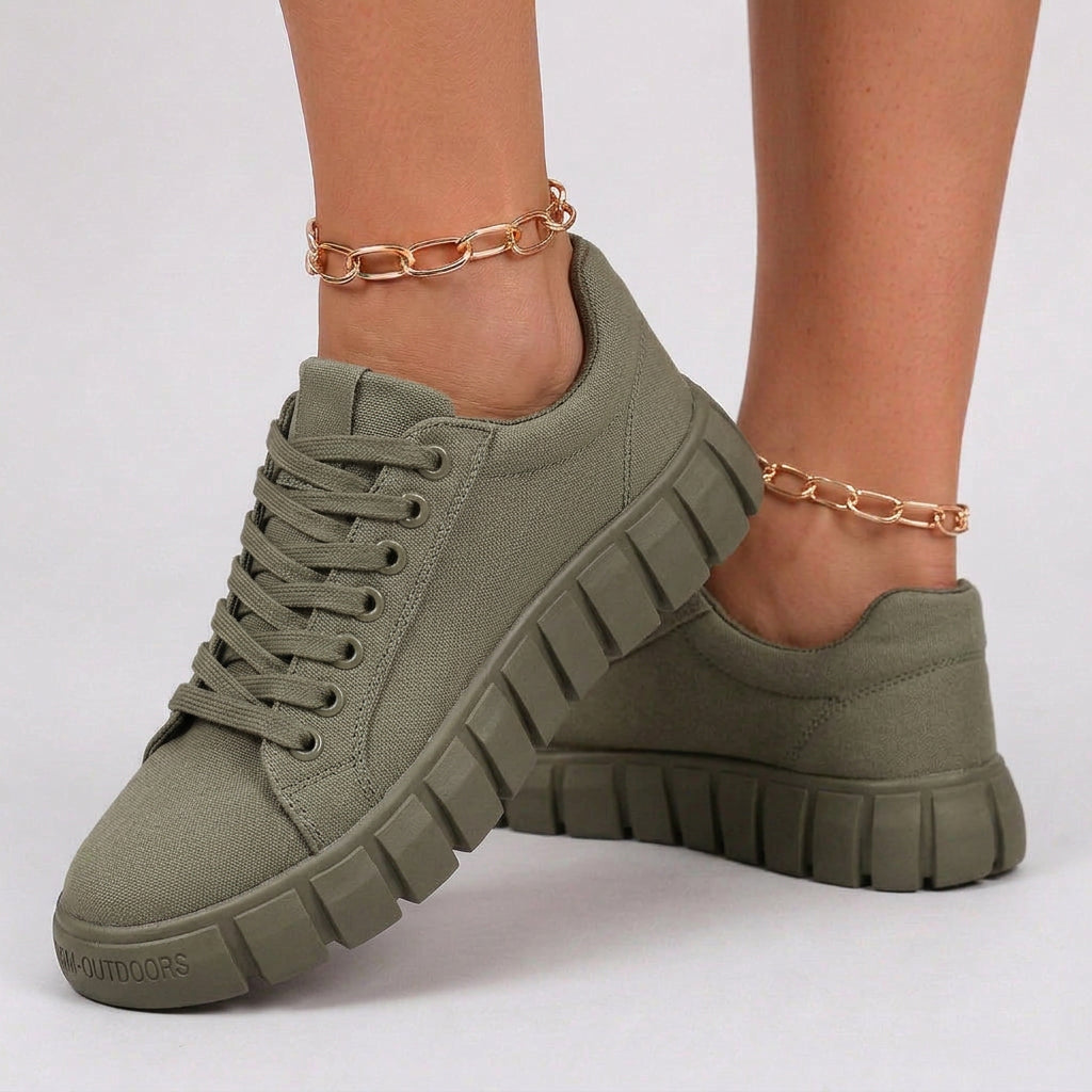 Women’s Platform Sneakers – Lace Up Casual Sneakers