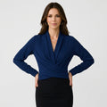 Women’s Wrap Blouse Long Sleeve – V Neck Workwear Top