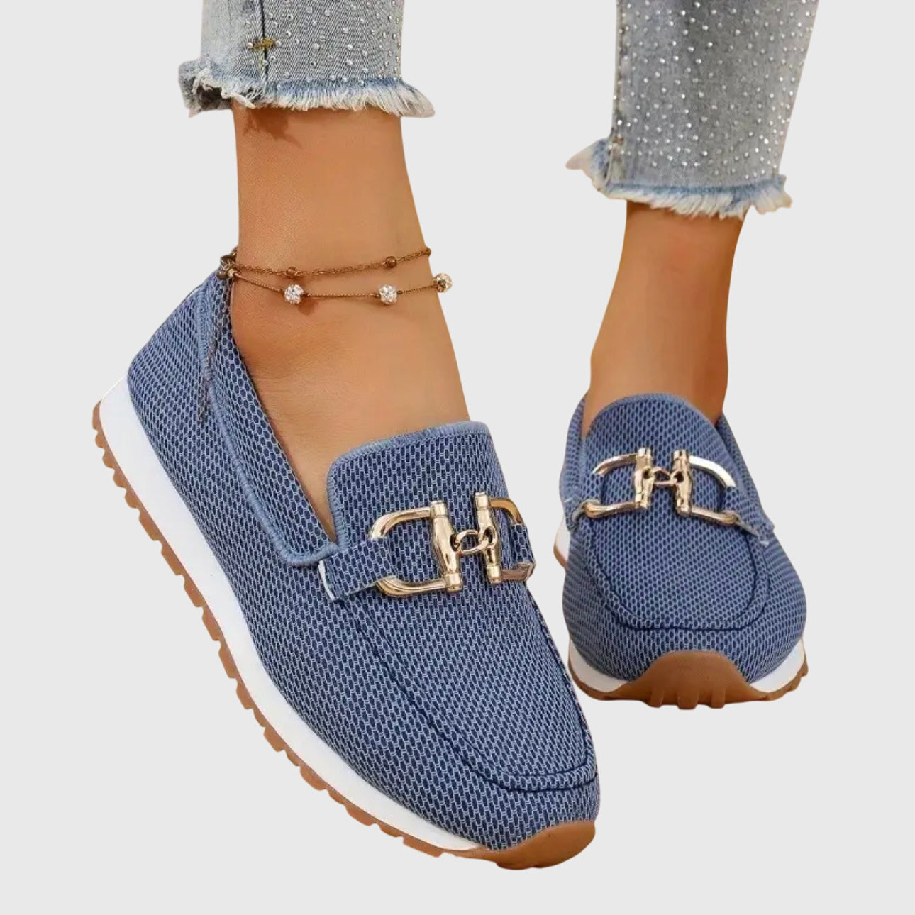 Women’s Slip On Loafers Metal Detail – Casual Comfort Flat Shoes