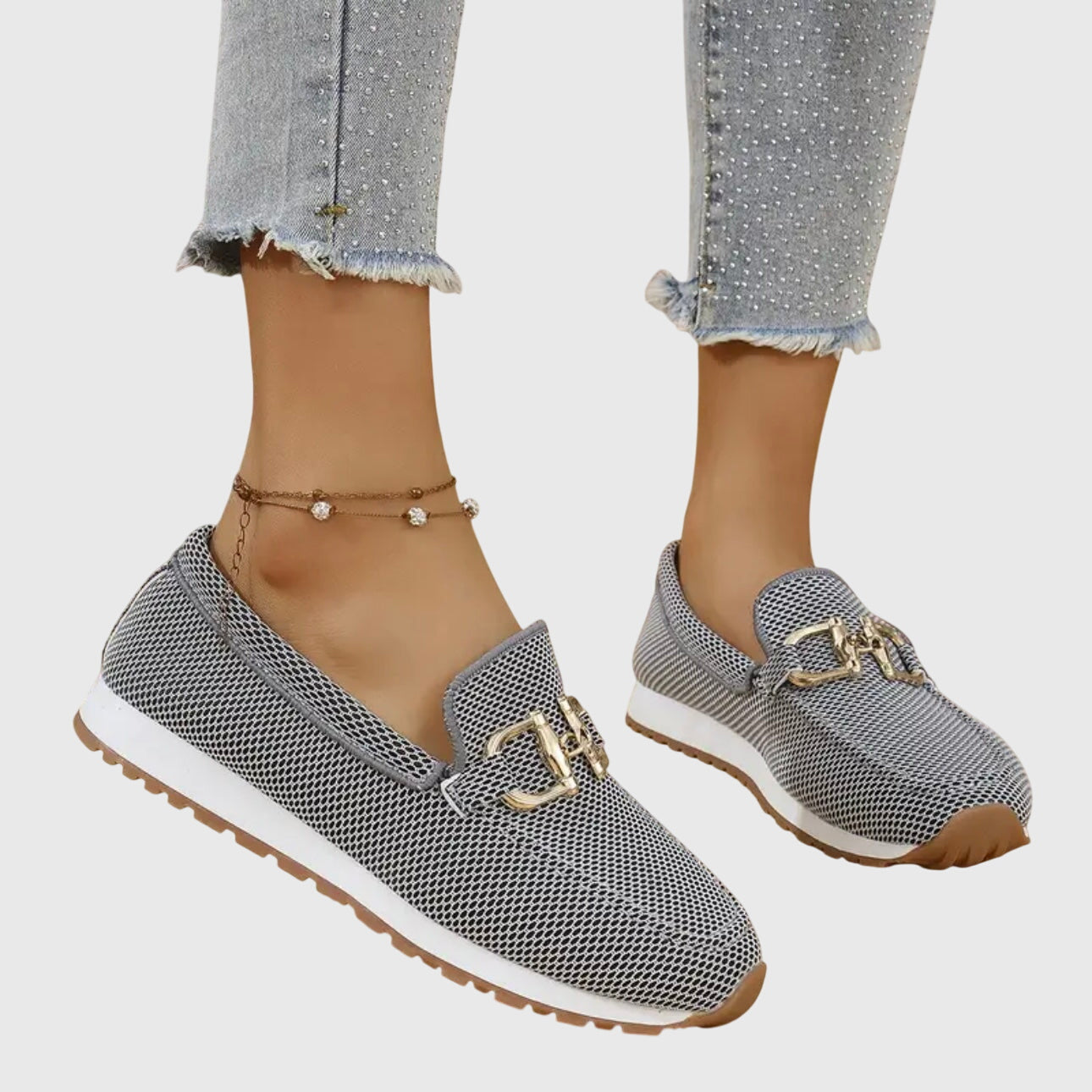 Women’s Slip On Loafers Metal Detail – Casual Comfort Flat Shoes