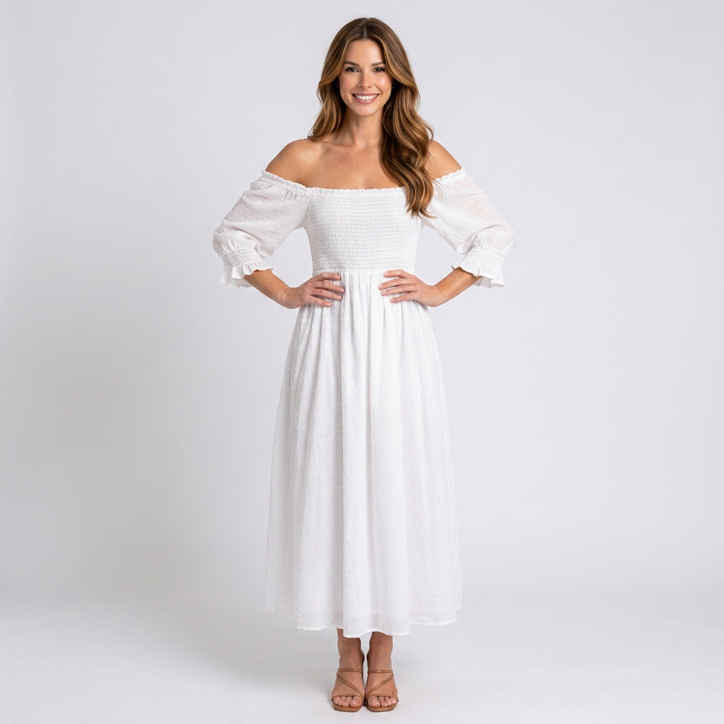 Women Smocked Midi Dress