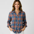 Women’s Plaid Button Front Shirt – Long Sleeve Casual Overshirt