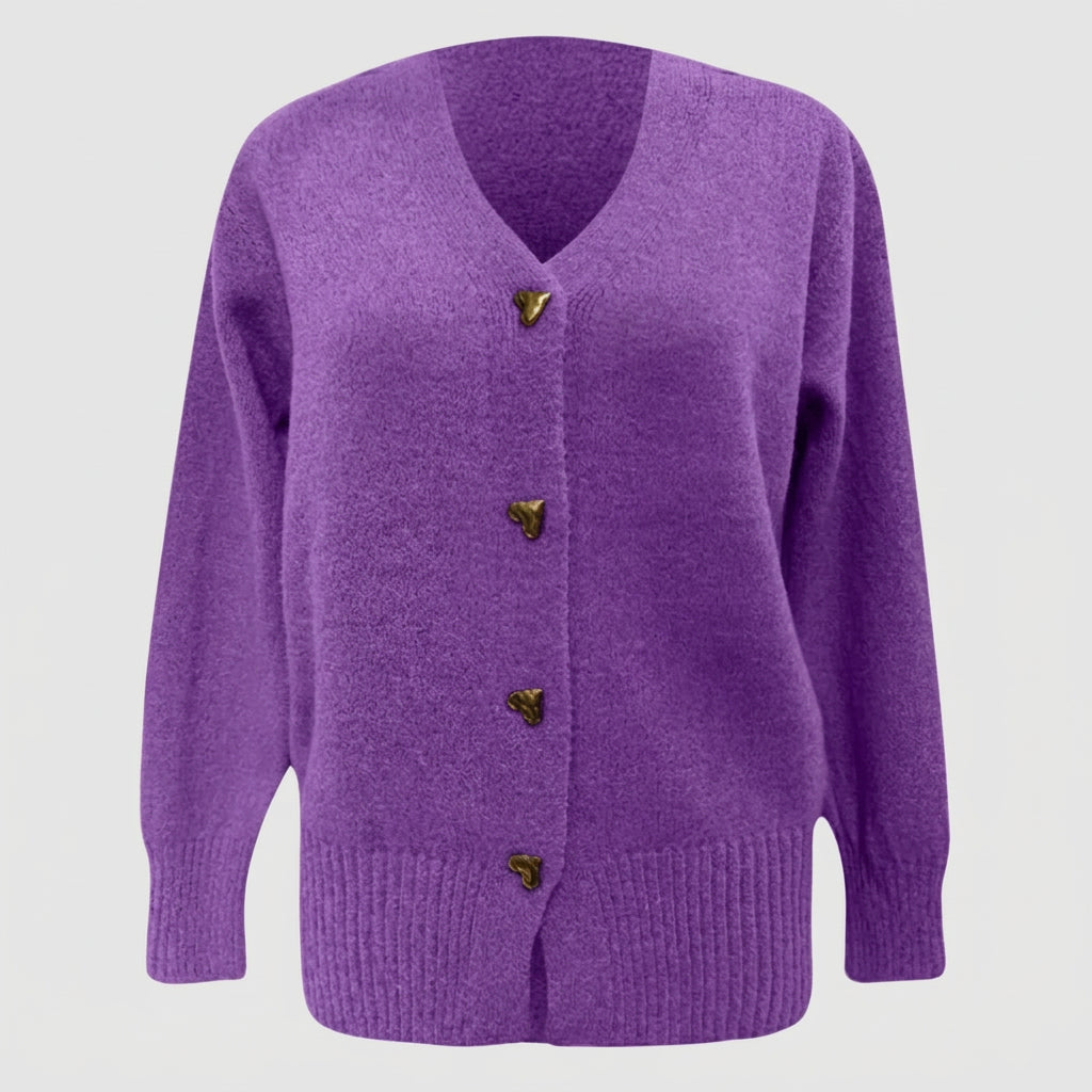 Women’s V-Neck Knit Cardigan – Button Front Cardigan