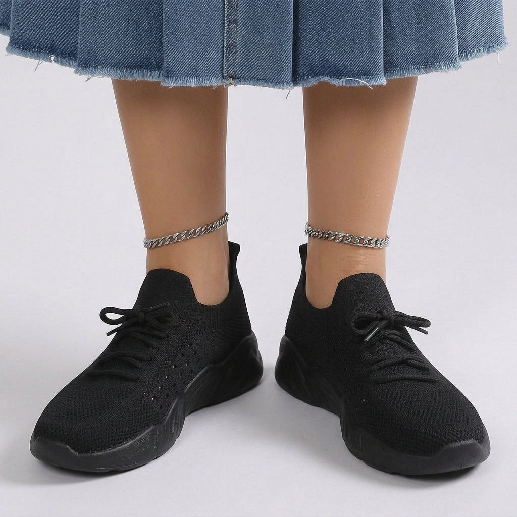 Knit Lace Up Walking Sneakers Women
