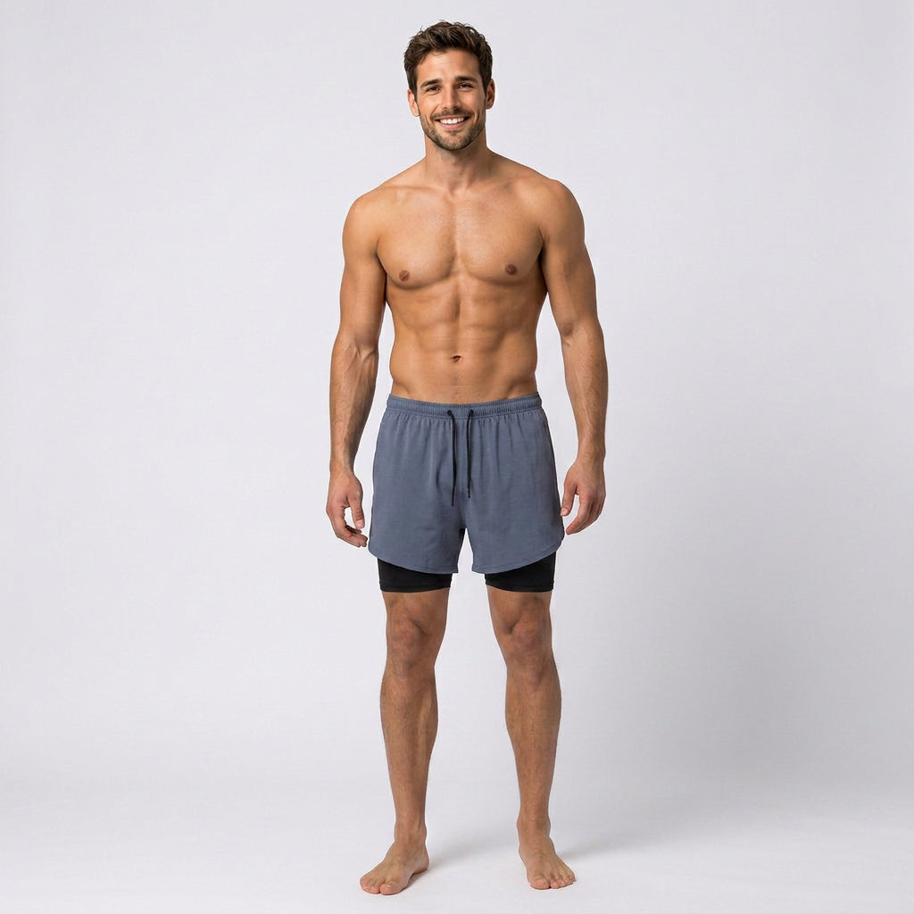 Men 2-in-1 Athletic Shorts