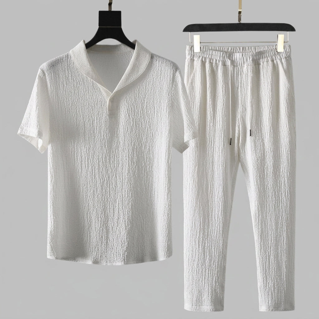 Men Textured Lounge Set