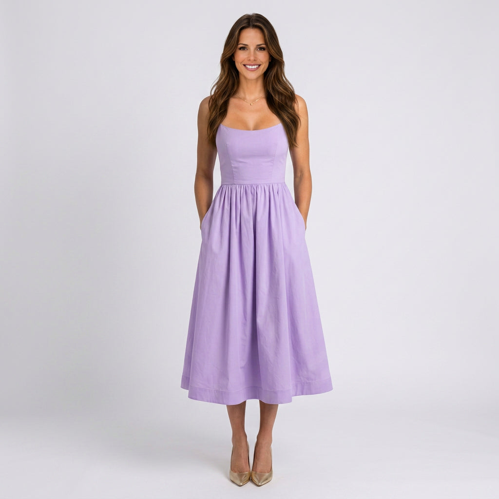 Women Spaghetti Strap Midi Dress