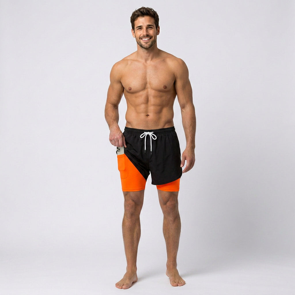 Men 2-in-1 Athletic Shorts