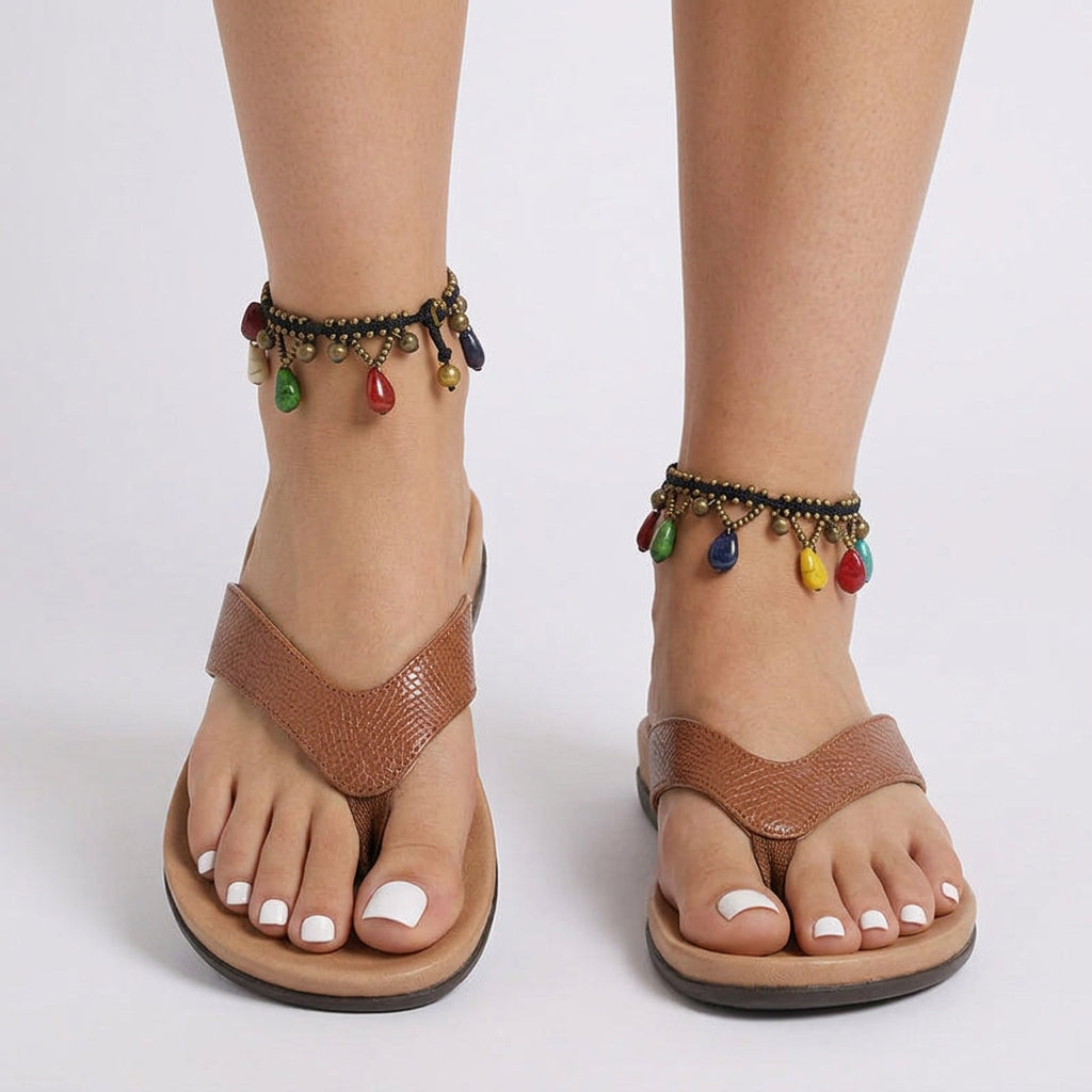 Women’s Flip Flop Sandals Textured Strap – Casual Flat Slide Sandals