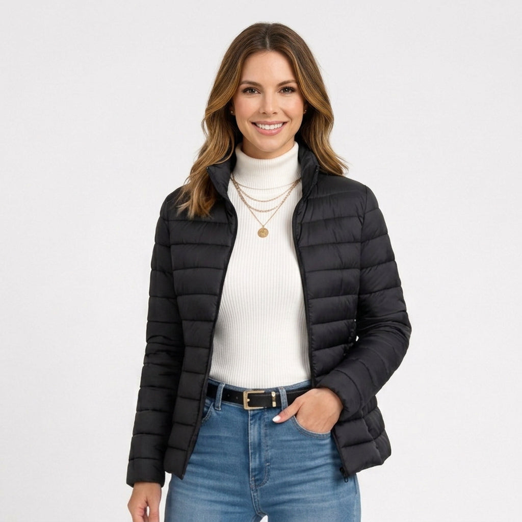 Women’s Puffer Jacket Zip Front – Lightweight Quilted Jacket