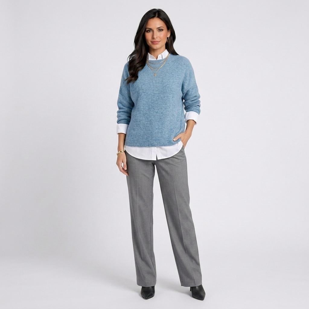 Women’s Oversized Knit Sweater – Crew Neck Long Sleeve Casual Pullover