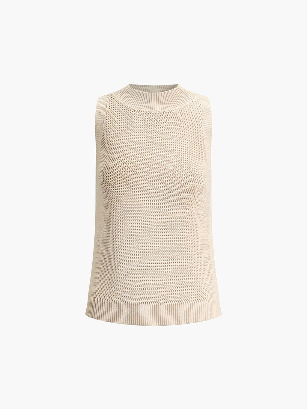 Women Beige Sleeveless Crochet Top