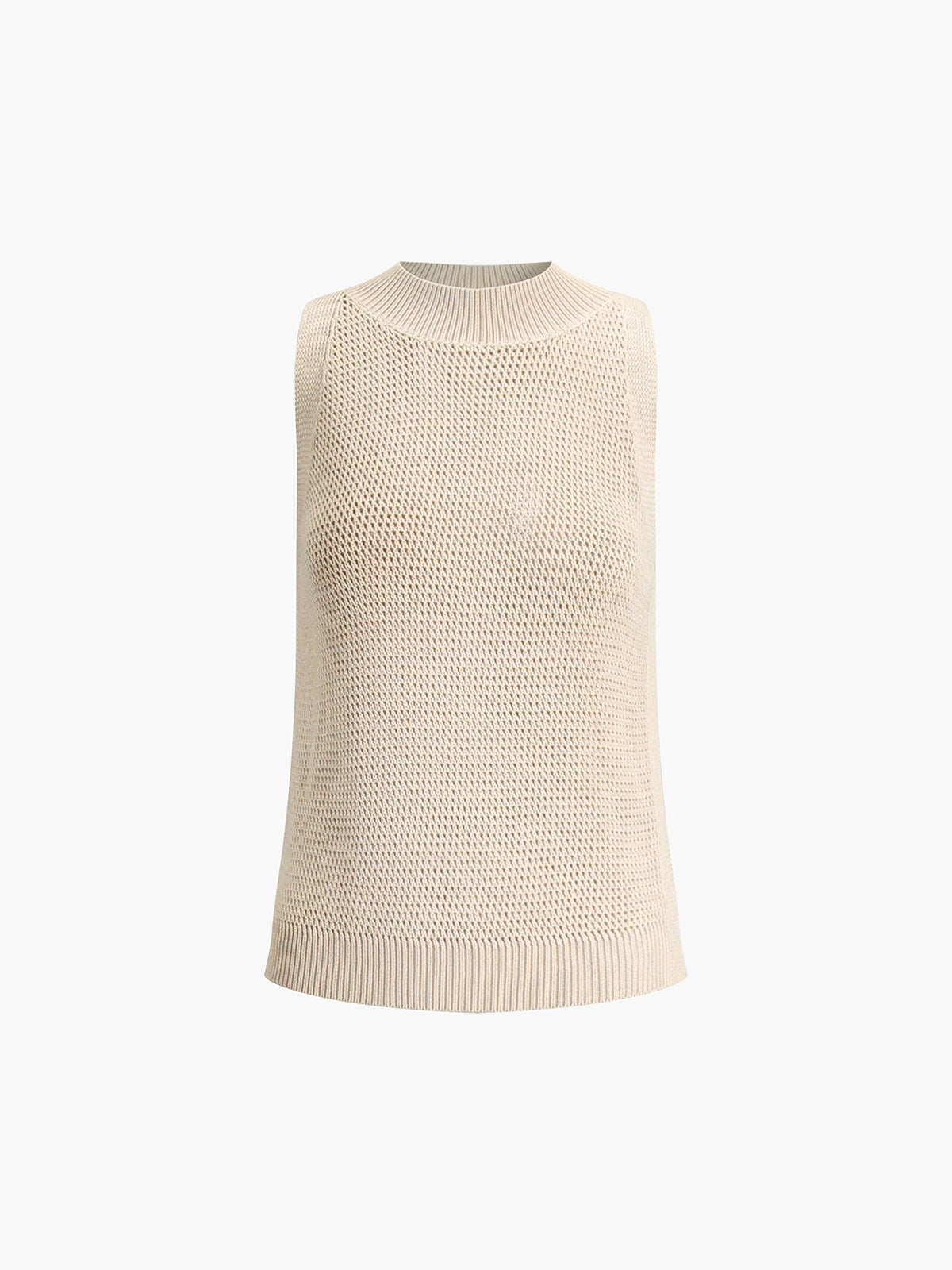 Women Beige Sleeveless Crochet Top