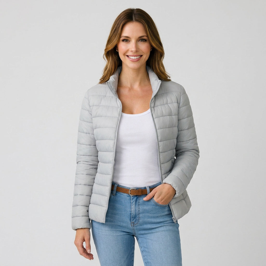 Women’s Puffer Jacket Zip Front – Lightweight Quilted Jacket