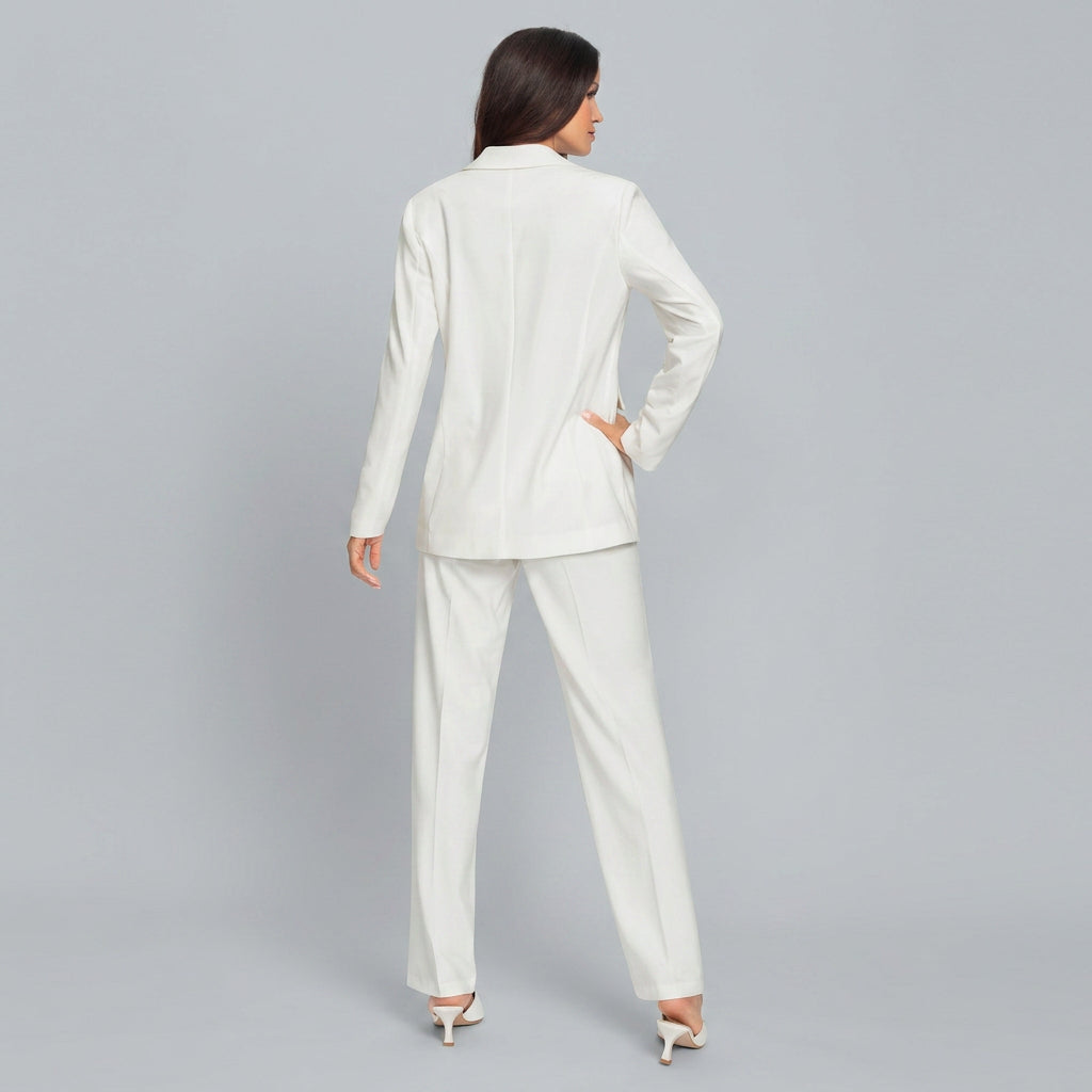 Women’s Two Piece Pants Suit Tailored Fit – Blazer and Straight Leg Pants Set
