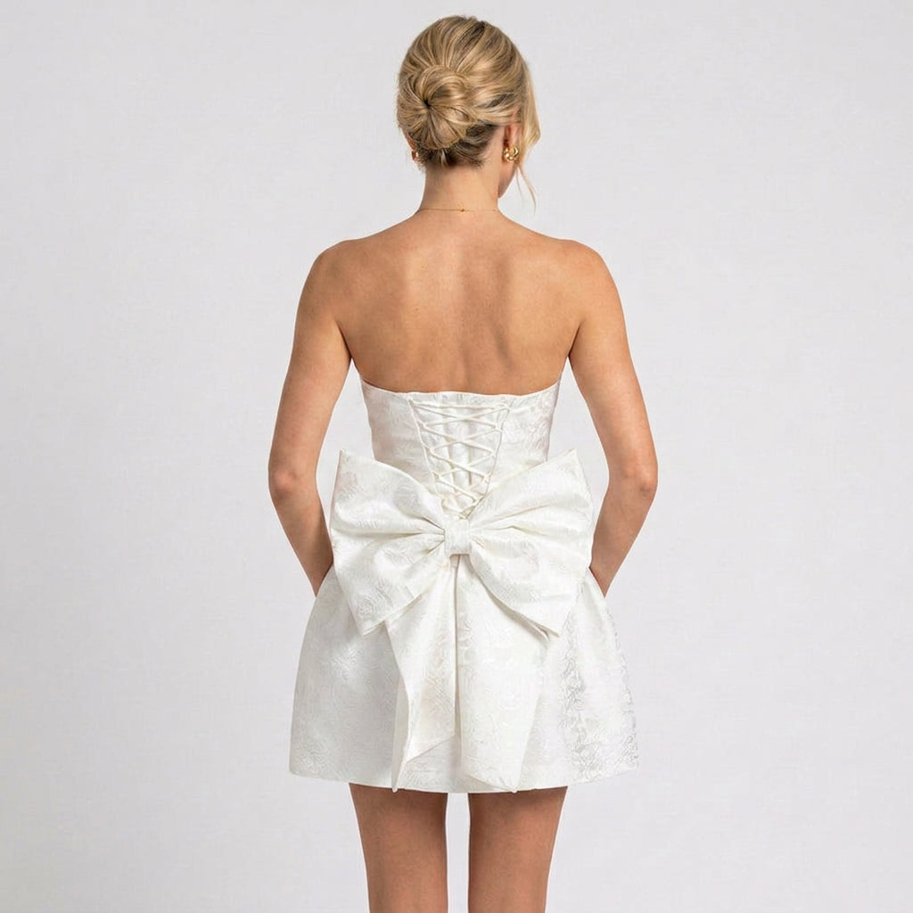 Women Strapless Jacquard Mini Dress
