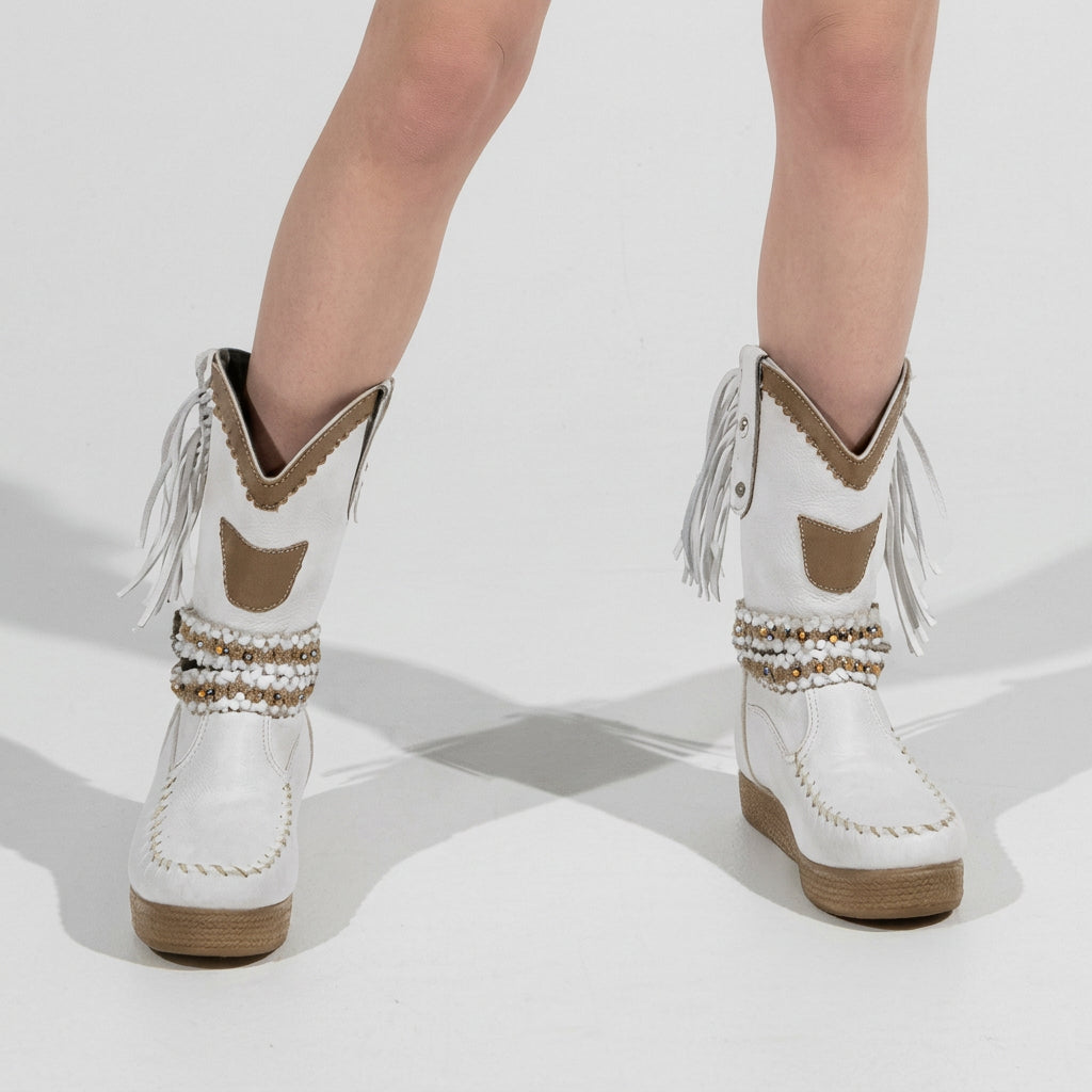 Women’s Fringe Ankle Boots – Western Style Pull On Boots