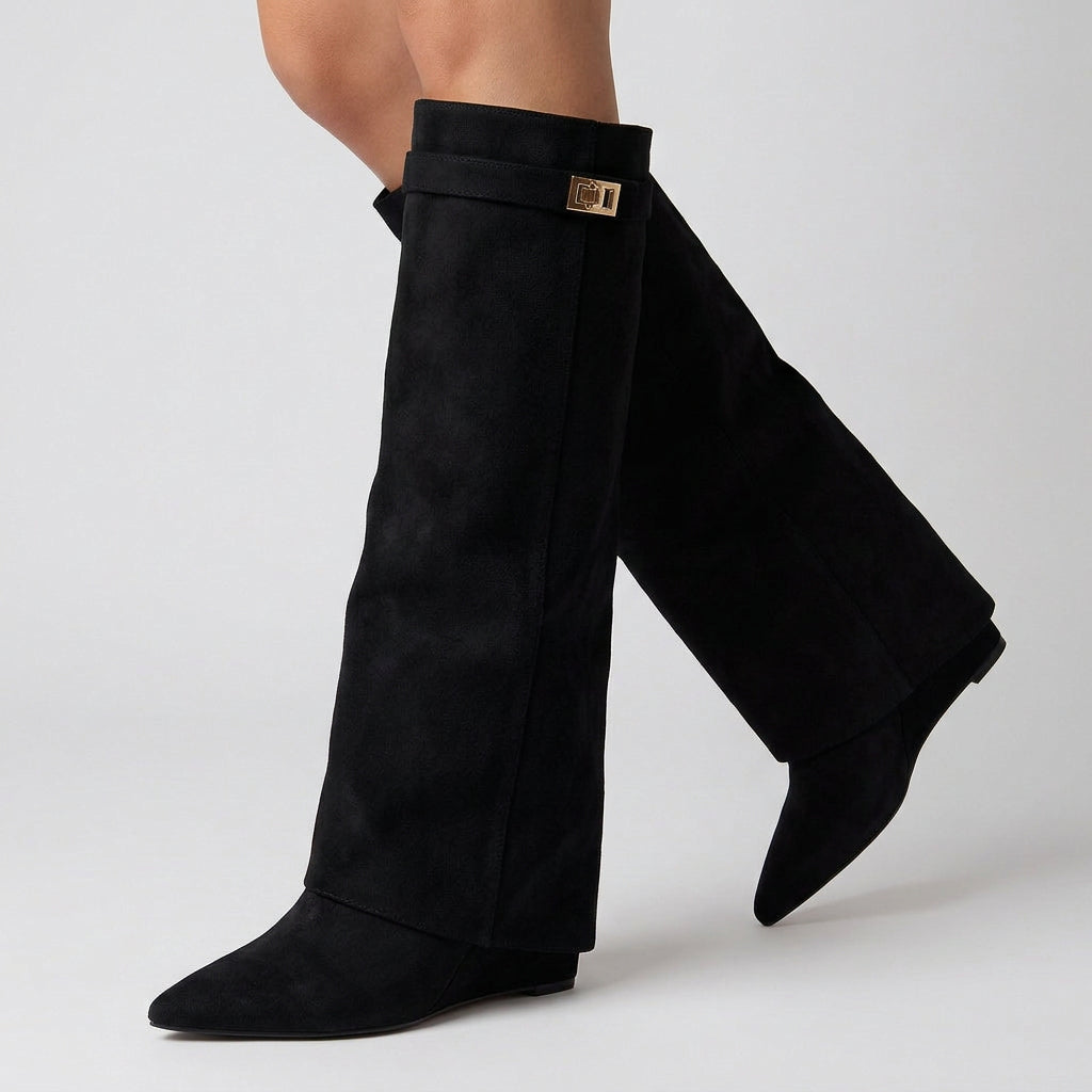 Women’s Mid Calf Boots – Pointed Toe Pull On Boots