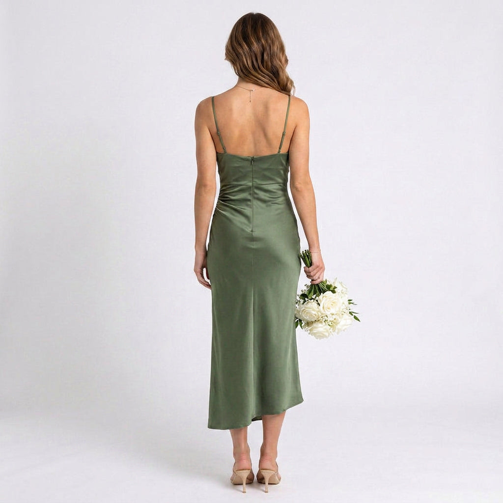 Women Satin Slip Midi Dress